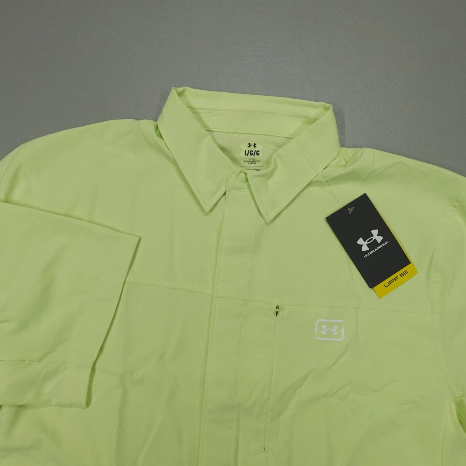 Under Armour Fish Pro Hybrid Woven Button Up SS Shirt Men's Fitted 1383571 391