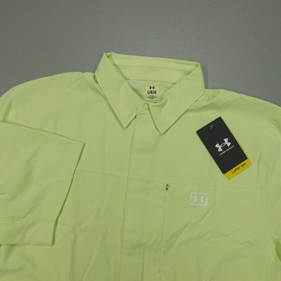 Under Armour Fish Pro Hybrid Woven Button Up SS Shirt Men's Fitted 1383571 391