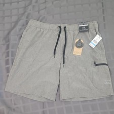 NWT Trunks Surf Swim Co Men XL Gray Solid Cargo Swim Shorts Elastic Drawstring