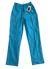 Cherokee Women's Elastic Waist Utility Scrub Pants XS Size 4200 Teal Blue