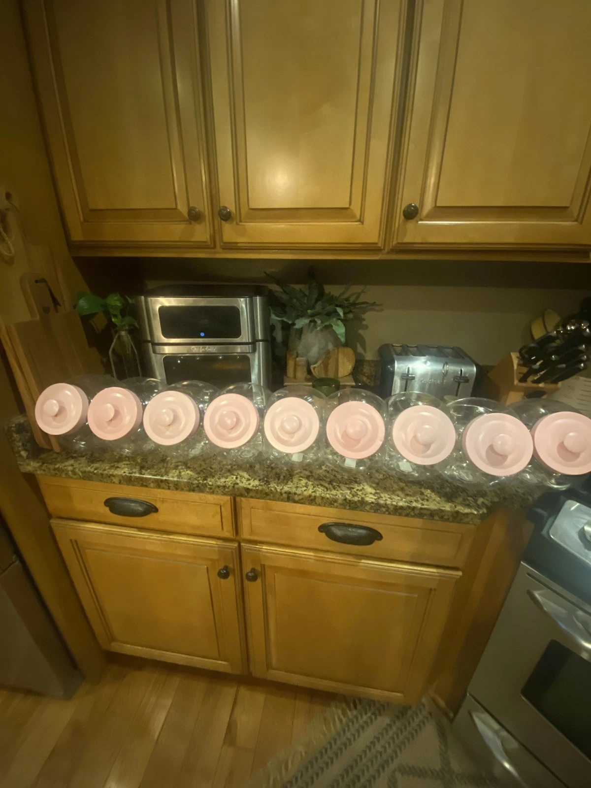 9 Pottery Barn pink Candy Jars Containers with Metal Lids