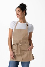 Chef Works Unisex Three Pocket Apron Khaki One Size Server Waiter Kitchen