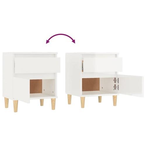 High Gloss Bedside Tables Drawers Storage Side Wooden Cabinets Nightstand White - Picture 7 of 10