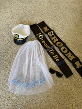 Bachelor + Bachelorette Accessories - Veil (Bride To Be), 2 Grooms Sashed, Hat