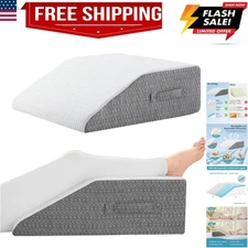 Leg Pillow for Elevation & Support, 24"x22"x8" Memory Foam Cushion with Grey ...