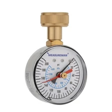 0-200 PSI Water Pressure Gauge with Lazy Hand, 2-1/2'' Dial, Lead-Free, Stainles