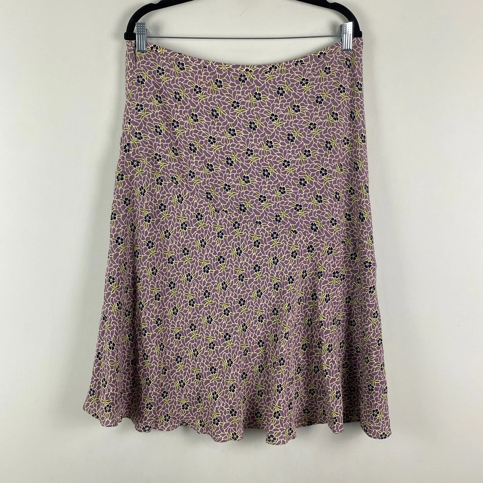 Falda Sundance Seda Línea A Talla 14 Floral Cremallera Lateral Midi Foto 4 de 4