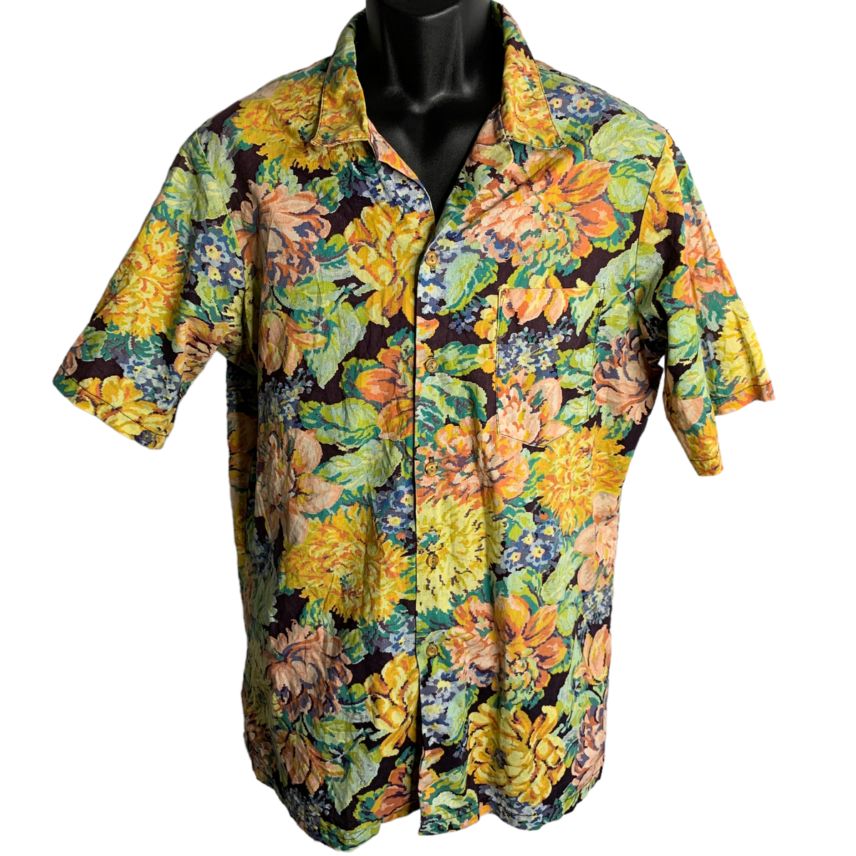 60s〜70s USA製　PAUL HOWARD ポロシャツ Vintage 70s Paul Howard Button Up Shirt L Purple Floral