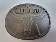 Marlboro Philip Morris Cigarettes Texas Longhorn Brass 1987 Vintage Belt Buckle