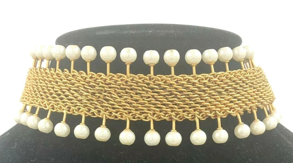 Collar Perla Imitación Chapado en Oro Gargantilla Diseñador Múltiples Filas De Colección Foto 4 de 4