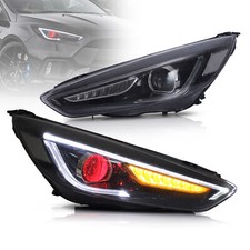 VLAND Pair LED Headlights For 2015-2018 Ford Focus w/Demon Eye Sequential Lamp
