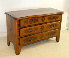 ANTICO COMÒ CANTERANO INTARSIATO LEGNO NOCE 3 CASSETTI 1700 MOBILE CASSETTONE 