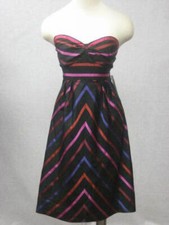 GUESS JEANS Silk Strapless Empire Waist Striped Dress 9 NEW