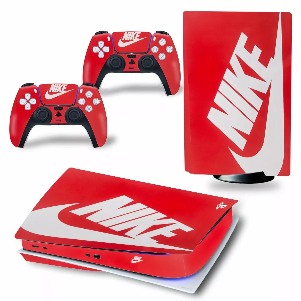 PS4 Sticker Decal Skin for Sony Palystation 4 Console & 2 Controller- Red  Logo