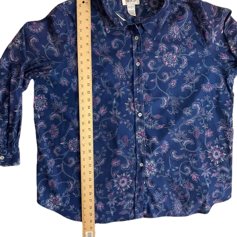 Camisa Mainstreet Azul Floral Manga Larga Cuello Abotonada Talla 1X Foto 4 de 4