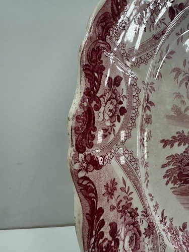 Staffordshire T MAYER Stoke on Trent - MOGUL SCENERY Red Transfer PLATTER *Read* - Picture 10 of 19