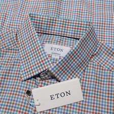Eton NWT Casual Button Down Shirt Size 41 16 L Contemporary Fit Multicolor Check