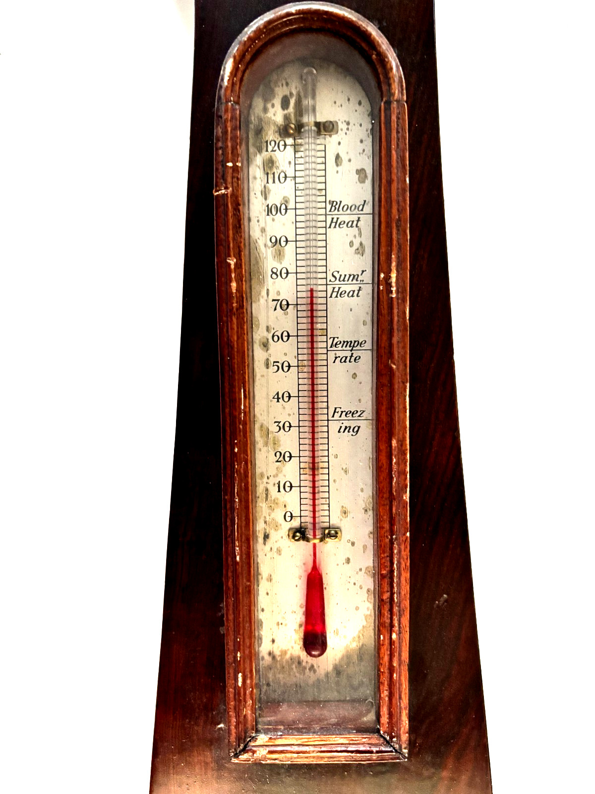 Antique F. Stoppani English Banjo Barometer & Thermometer Wall Weather Station