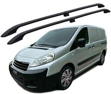 Black Roof Rack Rails Side Bars For L2 Citroen Dispatch / Jumpy (2007-15)