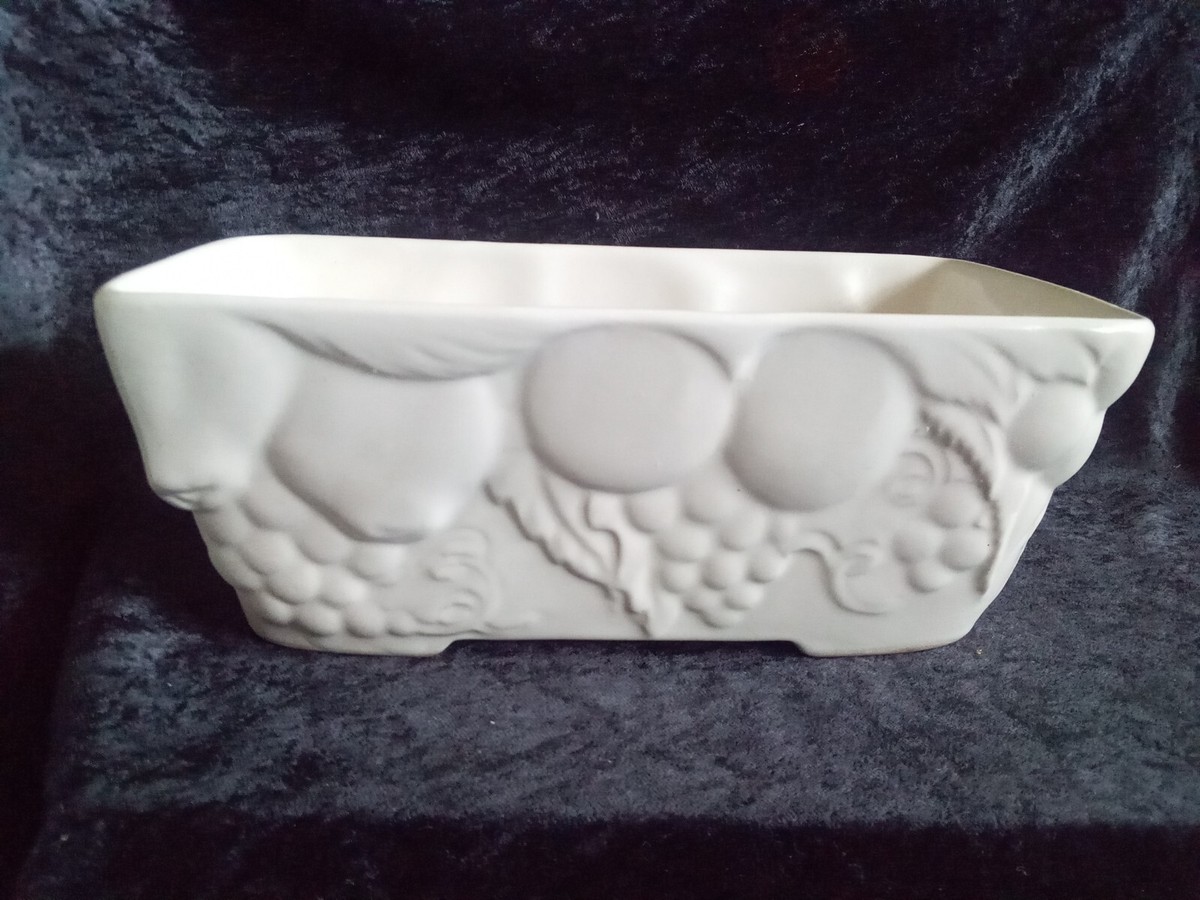 果物 HULL Vintage Hull USA Embossed Fruit Rectangular Planter F18 white | eBay