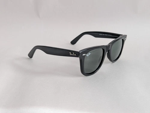 Pre-Owned Ray-Ban Wayfarer RB 2140 901 Black Frame With Green Lens size 50* - Picture 1 of 8