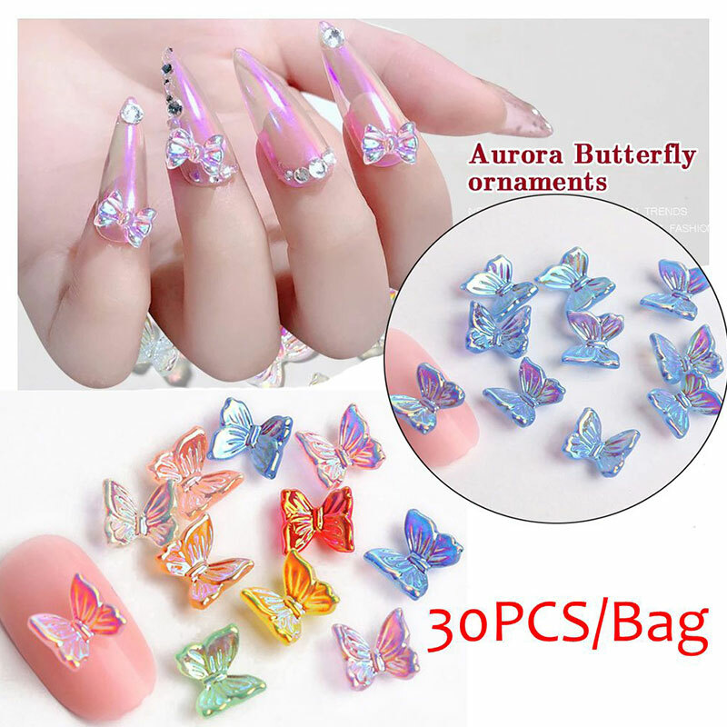30 Schmetterling Nagelstrass-Set – 3D Glitzersteine Mit Pinzette Für Nageldesign, Maniküre & DIY