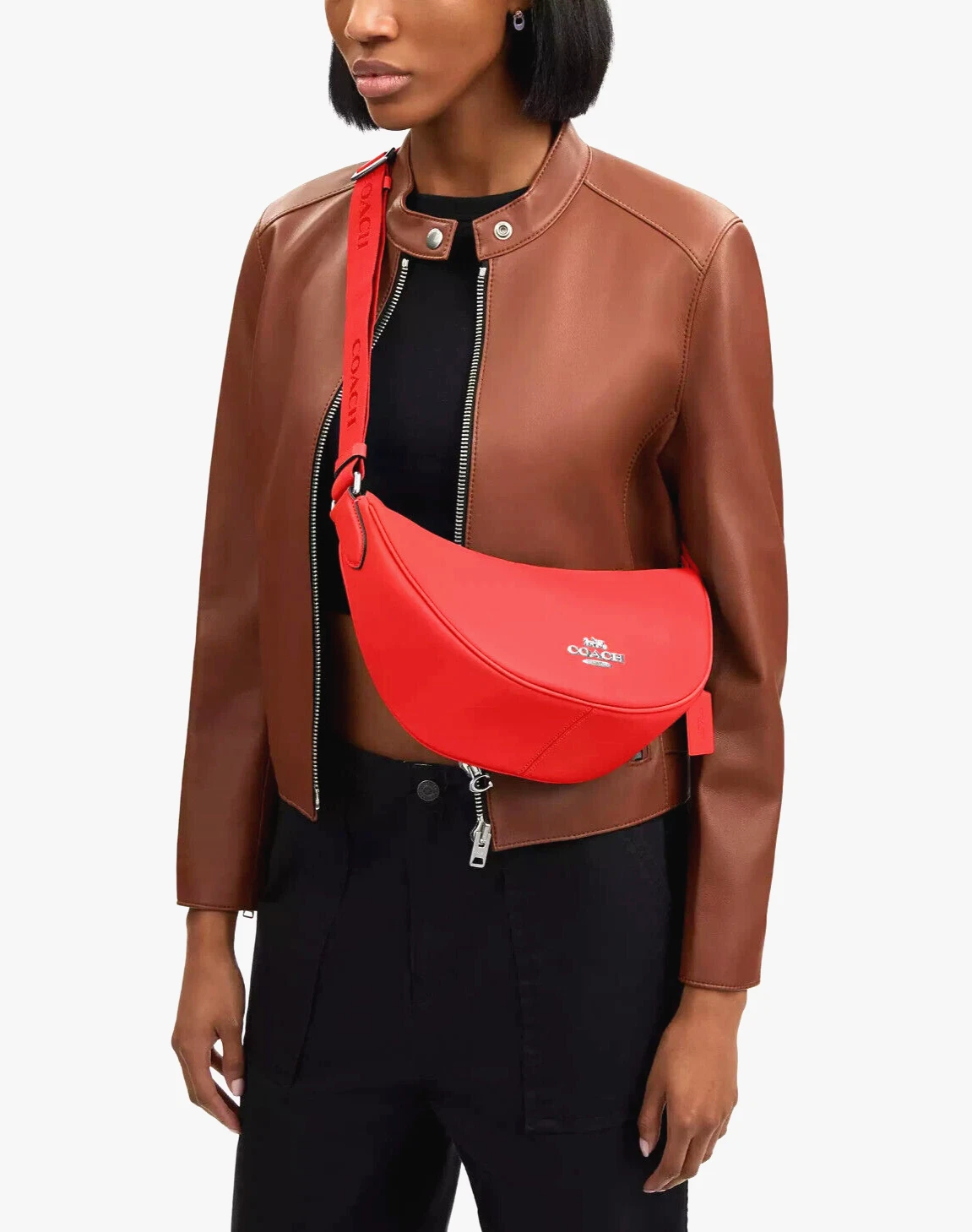 Borsa a tracolla Coach CT644 Pace nuova pelle liscia Miami rossa