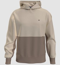  99 Tommy Hilfiger Men's Brown Color-Blocked Hoodie Sweatshirt Sweater Size M
