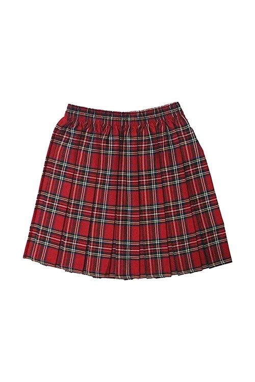 Knee length outlet pleated tartan skirt