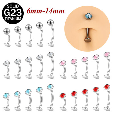 1 Pc 14G Titanium Curved Belly Button Rings Czech Crystal Navel Piercing Jewelry