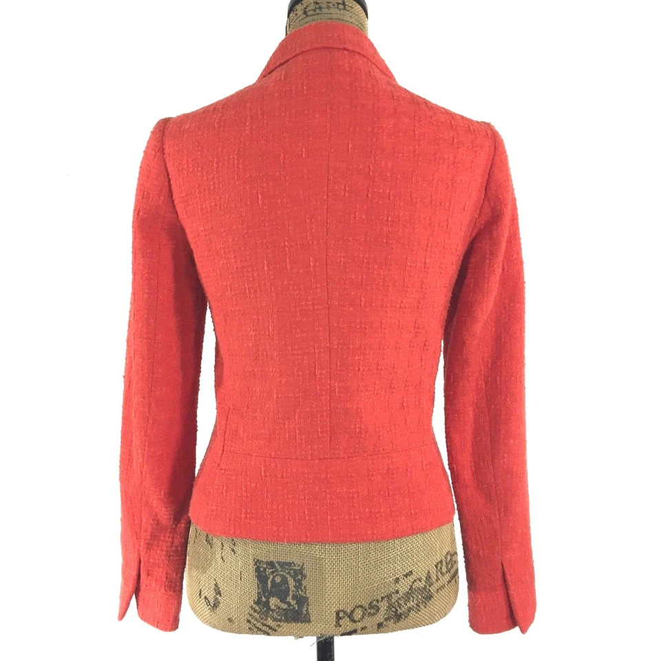 Blazer Banana Republic 0 XS Naranja Tejido Textura Algodón 2 Bolsillos Chaqueta Trabajo Foto 3 de 4