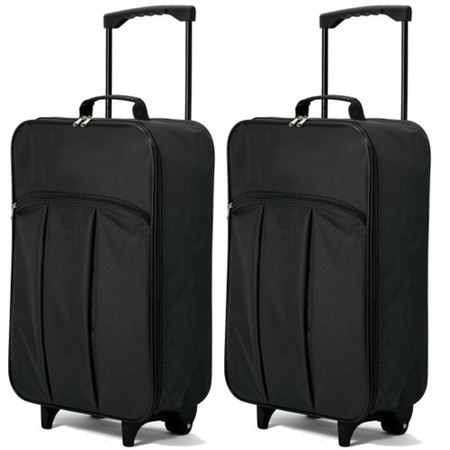 Juego de 2 maletas cabina plegables negra 55 cms equipaje de mano envio  24/48 h | eBay