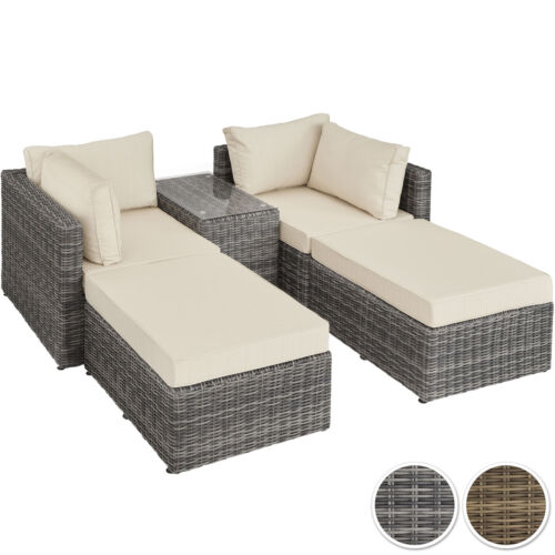 Aluminium Poly Rattan Multi Lounge Gartensofa Doppel Liege Sofa Sonneninsel Set - Afbeelding 1 van 25