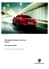 Porsche Cayman Motor Magazine Performance Car of the Year 2nd Place A4 Print Ad