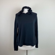 Athleta Solid Black Soft Cozy Hooded Sweatshirt Top Women Small