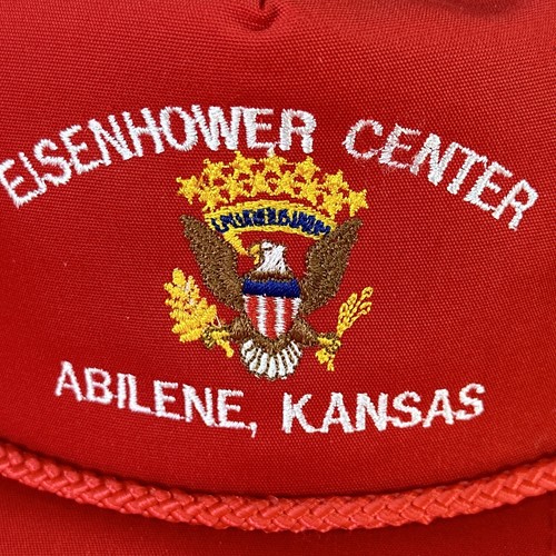 Vintage Eisenhower Center Abilene Kansas Hat Cap Snapback Rope Eagle Red 90s VTG - Picture 3 of 14