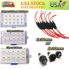 5x20mm 6x30mm Assorted Glass Fuses Box Fuse Quick Fast Acting Tube Kit 0.2A-20A