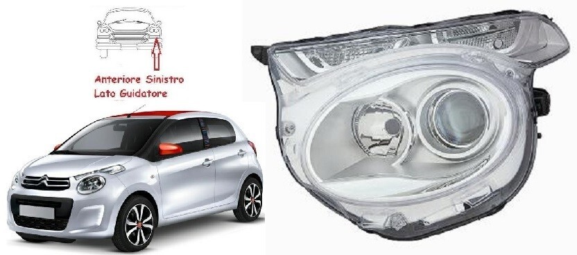 FARO FANALE PROIETTORE SX H7-H7 CITROEN C1 DAL 2014 IN POI NUOVO sped gratis