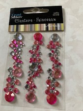 CRYSTAL STICKERS CLUSTERS GEMSTONES PINK CLEAR CLUSTERS MARK RICHARDS 3 PCS