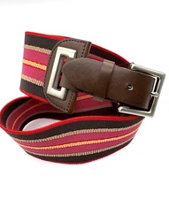 The Limited Women’s Striped Stretch Waist Med Wide Belt Red Orange Preppy Boho