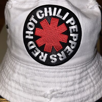 Red Hot Chili Peppers Band Patch White Distressed Bucket Hat