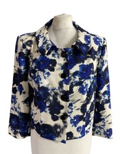Bnwt Joanna Hope White Blue Floral Cropped Jacket Blazer Uk 14 Mob Wedding Party