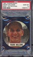 1961 Chemstrand Iron-On Patches Frank Malzone PSA 10 GEM MINT Boston Red Sox