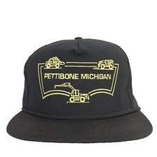 Vtg Pettibone Michigan Cap Script Logo Made USA Snap Back Trucker Baseball Hat