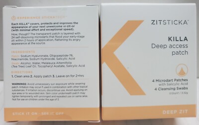 2pk New! Zitsticka Killa Spot Clarifying Patch Kit 4 Clarifying Patches & Swabs