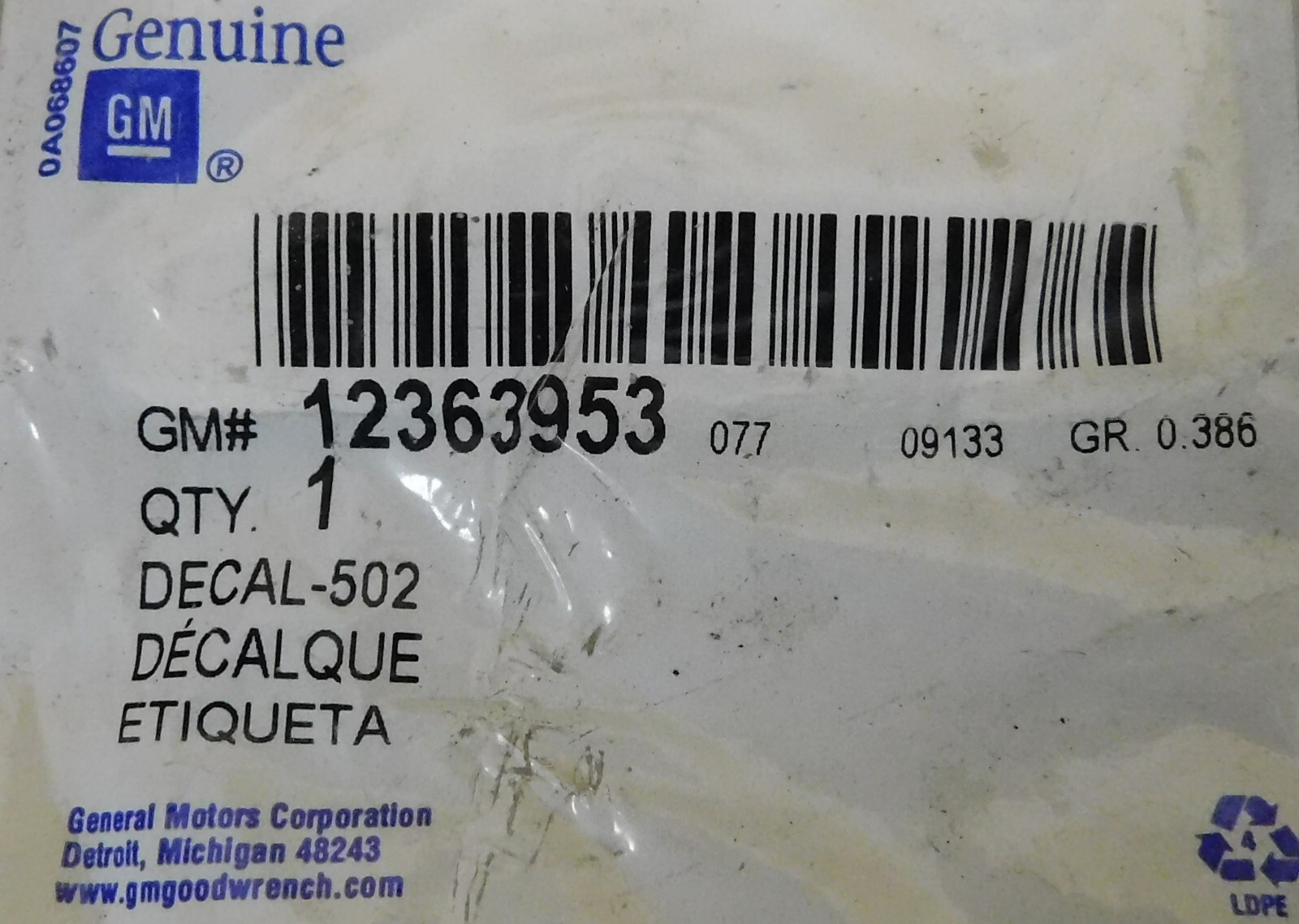 GM NOS 12363953 BB Chevy 502 Valve Cover Emblem Sticker eBay