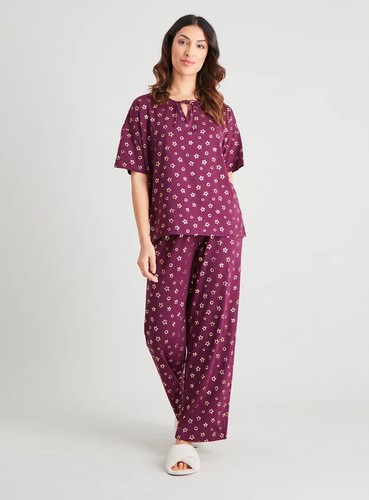 TU Ladies Purple Foil Star Tie Neck 