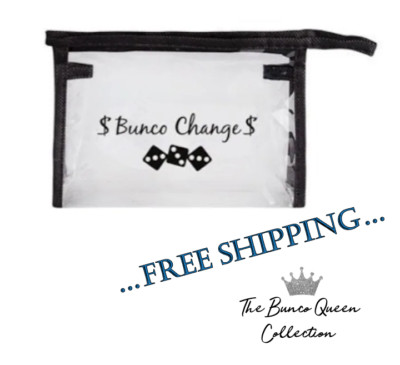 Small Bunco Change Bag FREE SHIPPING Plastic Novelty Zippered Pouch 4''H X 6.3''W
