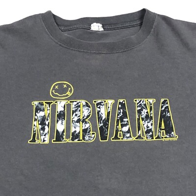 Anvil Blue Bar Nirvana Smiley Face Gray Band Grunge Shirt Anvil Blue Bar Nirvana Smiley Face Gray Band Grunge Shirt