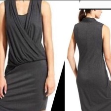 Athleta | charcoal draped duet faux wrap dress. Size S.